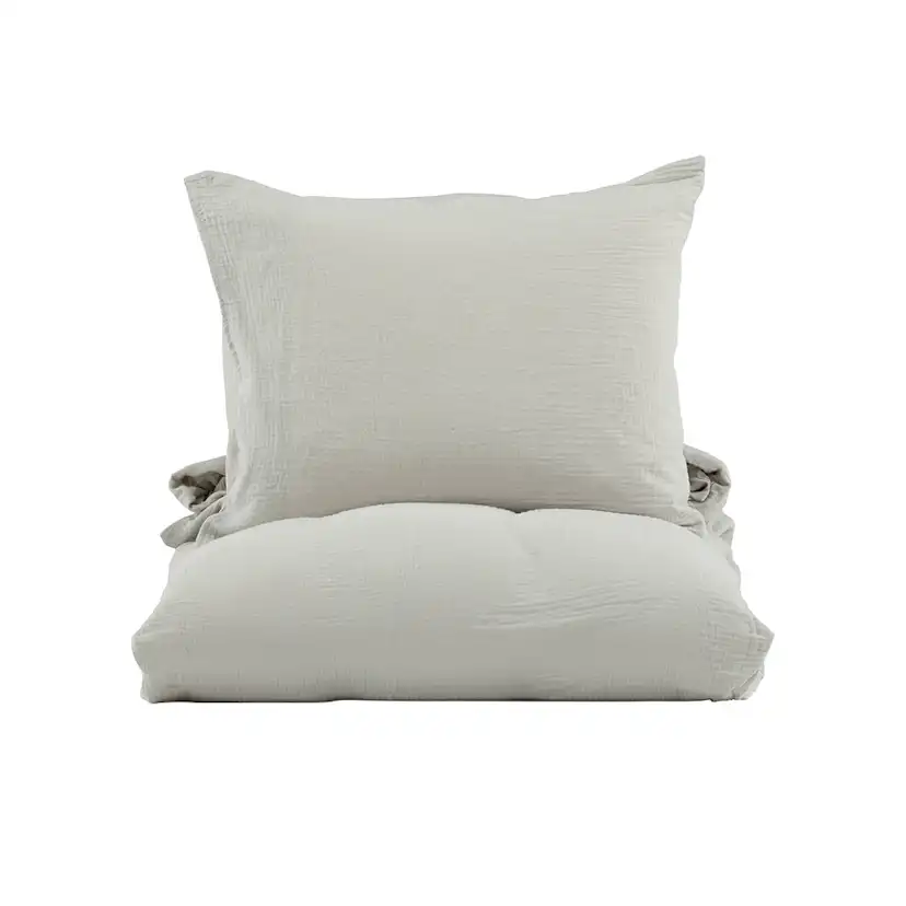 Mila Bed Set Cotton Gauze Light Grey 150x200 cm Färg: Ljusgrå, Mått: 150x200 cm