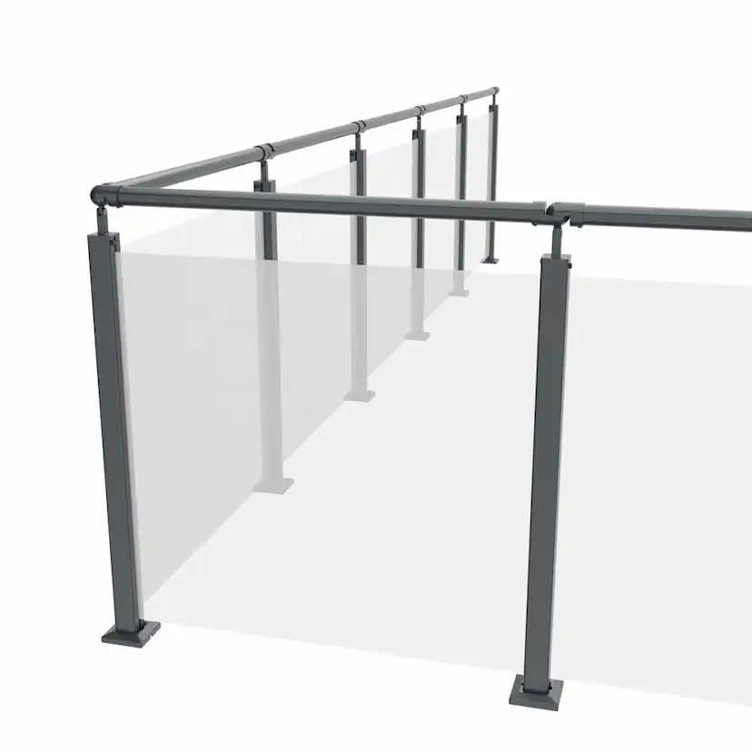 Glas Landskap Härdat 6 Mm Glasräcke Alu Antracit Cc 100 Cm