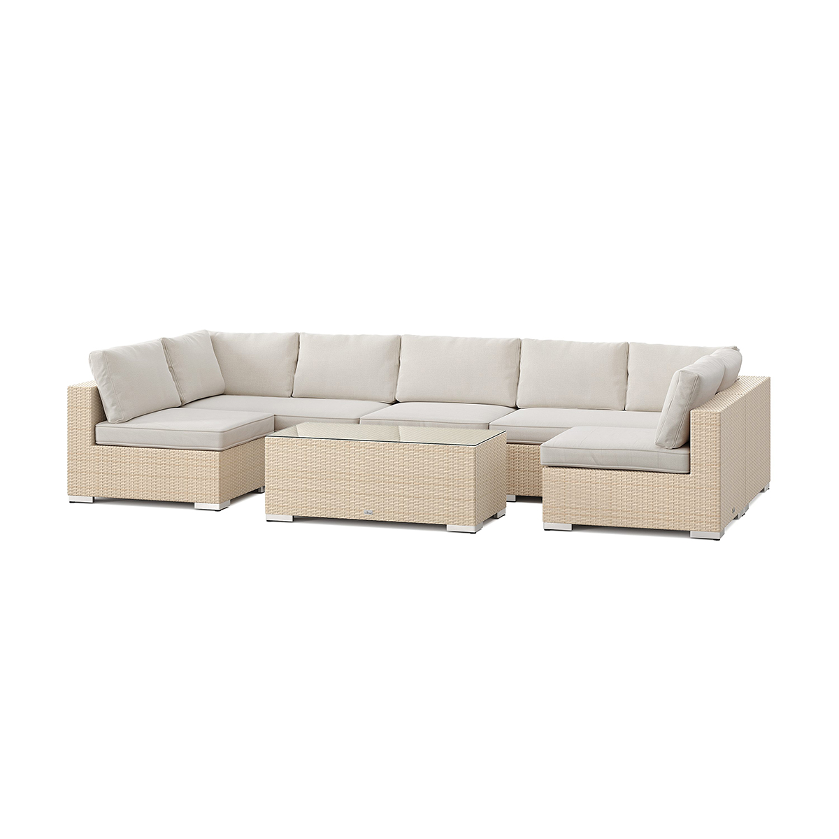 Loungegrupp Comfort Garden Bahamas U-formad utomhus loungegrupp med öppet avslut, 7-sits med bord