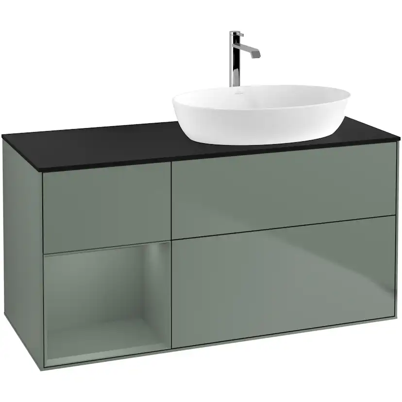 Tvättställsskåp Villeroy & Boch Finion med 3 Lådor Hylla och Bänkskiva för Ocentrerat Tvättställ från Artis & Collaro
