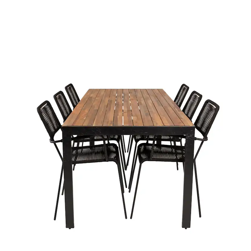 Bois Dining table 200*100cm - Black Legs / Acacia +Lindos A Trä/Svart