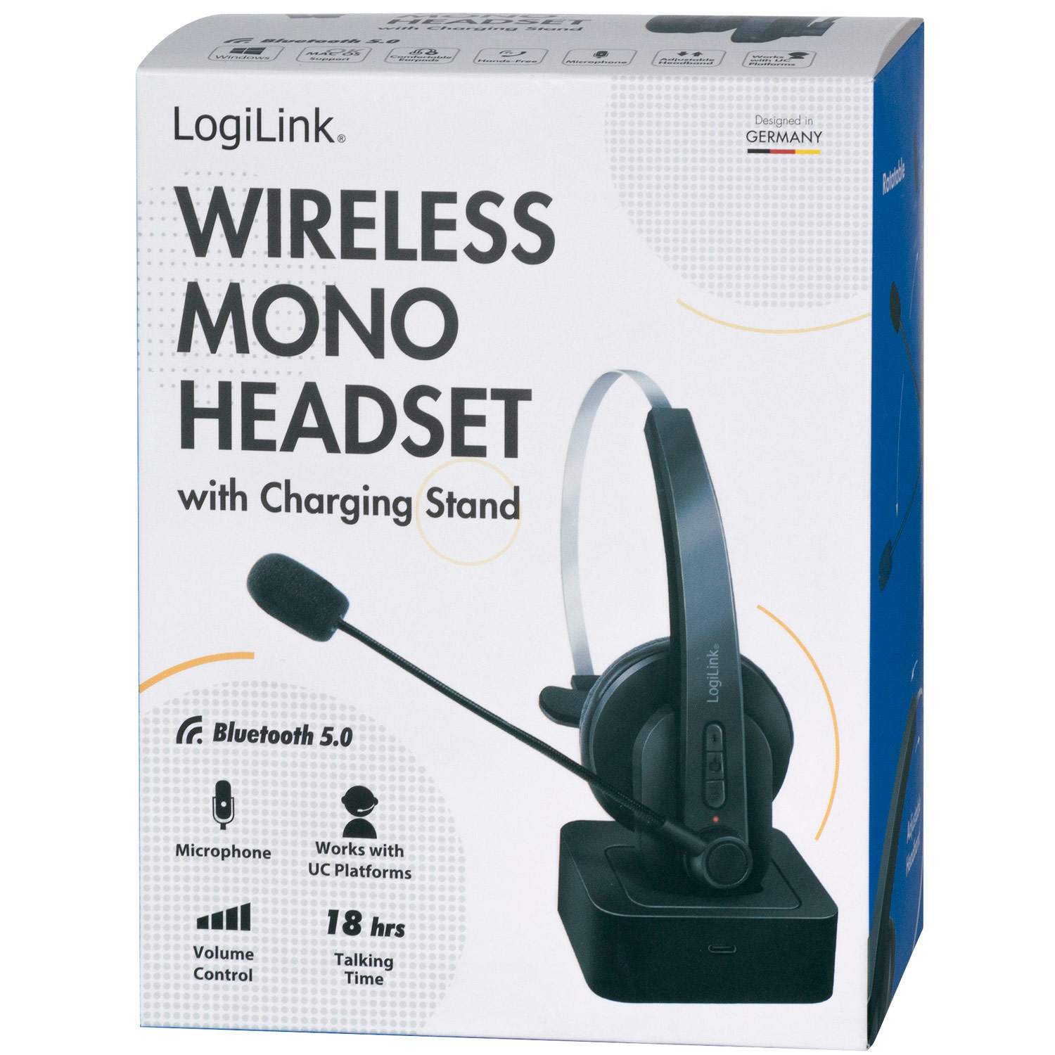 Bluetooth-headset LogiLink Mono inkl. Laddställ