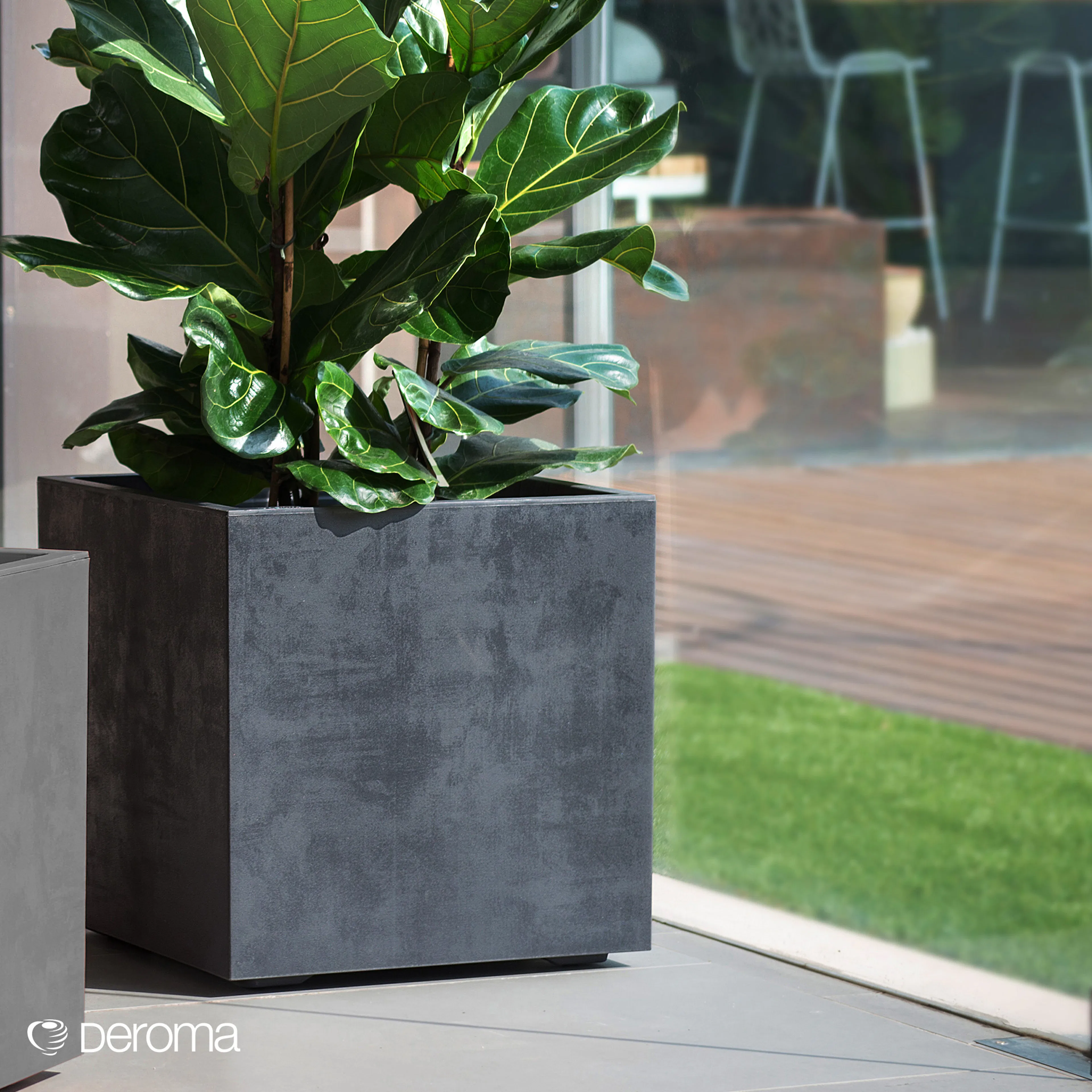 Kruka Deroma Millennium Antracit Fyrkantig 48 x 49 x 49 cm Med Hjul