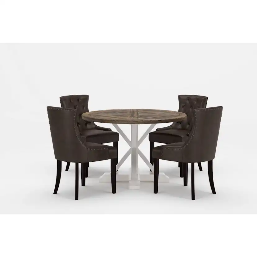 Matgrupp Bloomington Lyon Runt Matbord 120 cm Vit Bas med 4 Tuva Matstol
