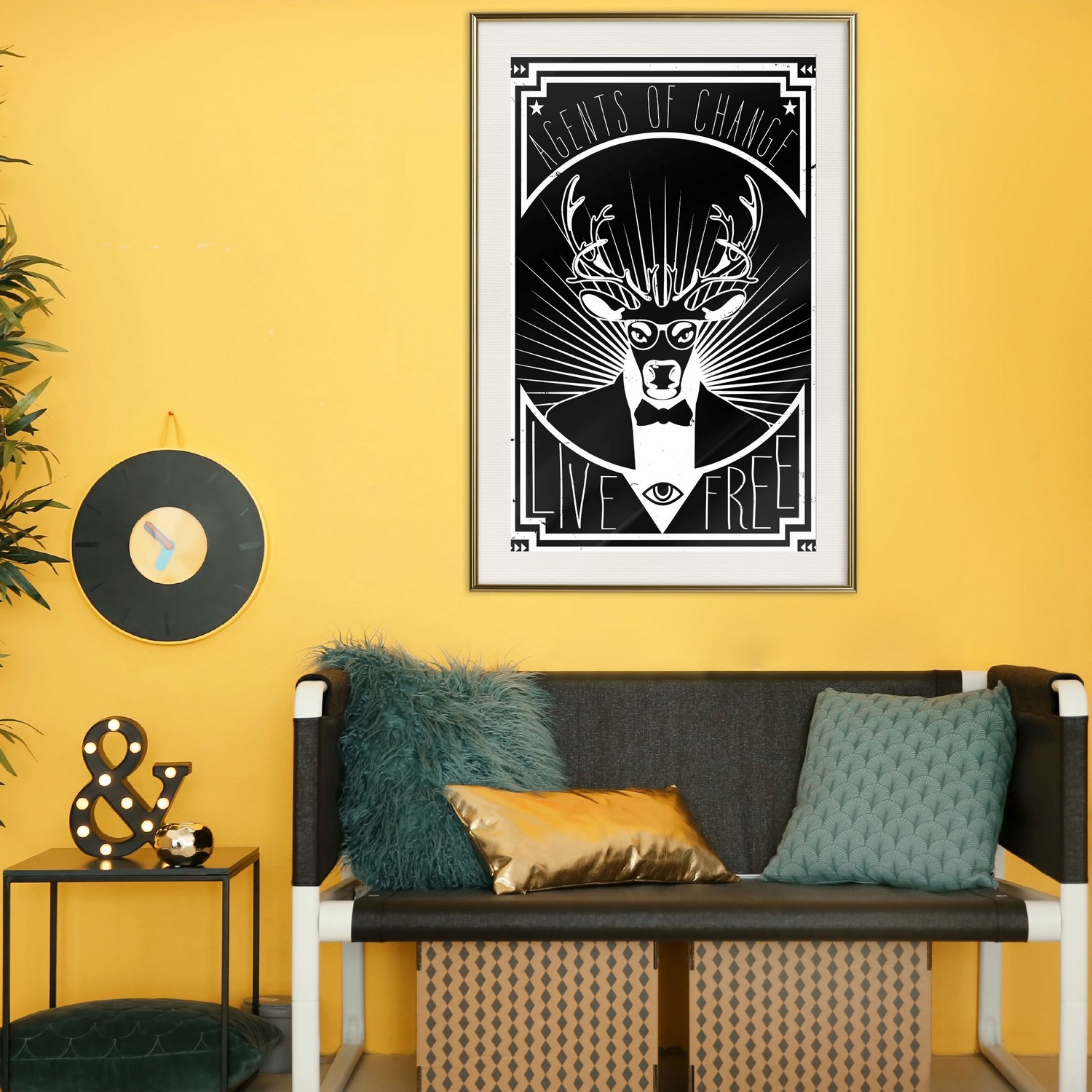 Affisch - Agents of Change [Poster] 40x60 Guld ram med passepartout, 40x60 cm