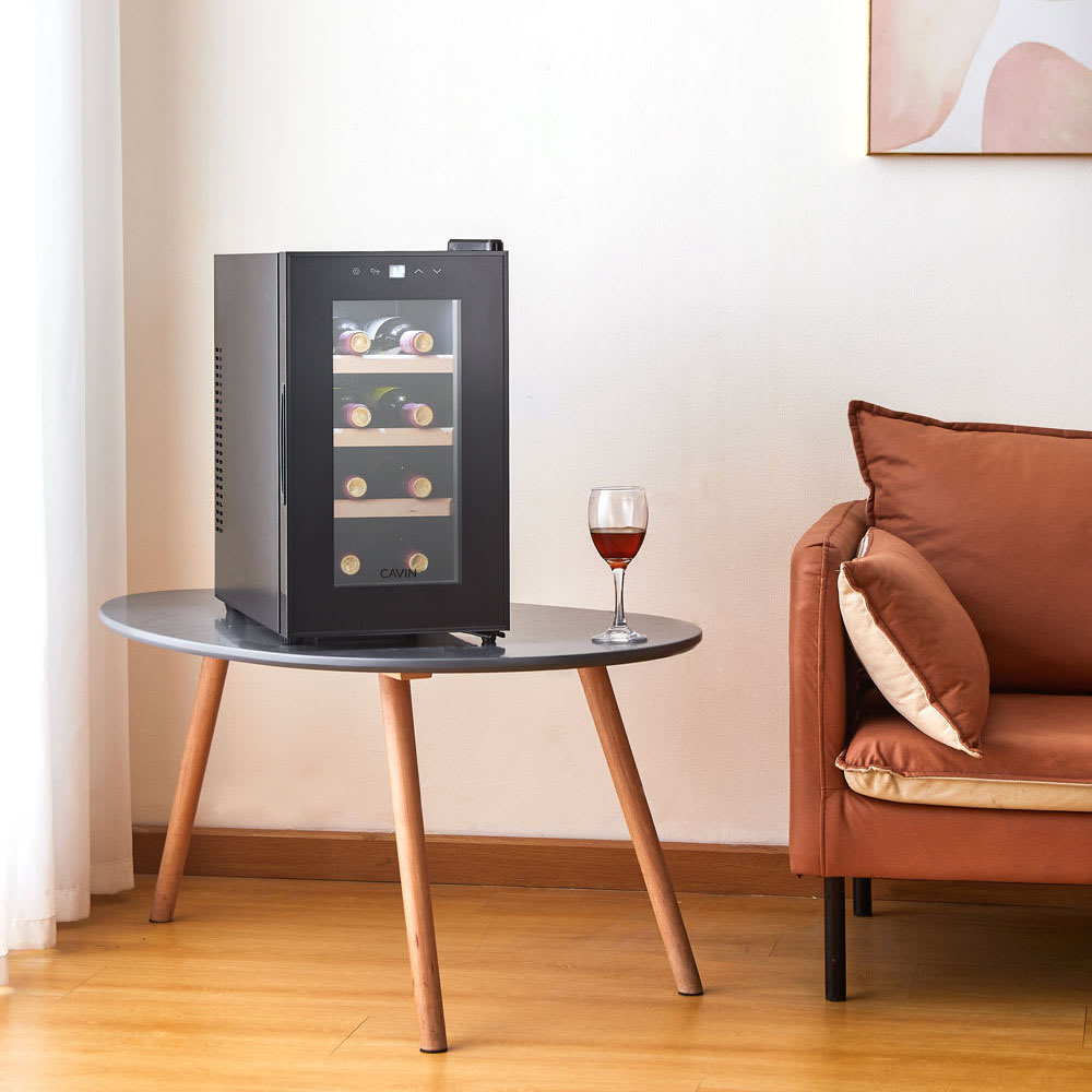 Vinkyl Cavin Northern Collection 8 Svart Fristående med Glasdörr