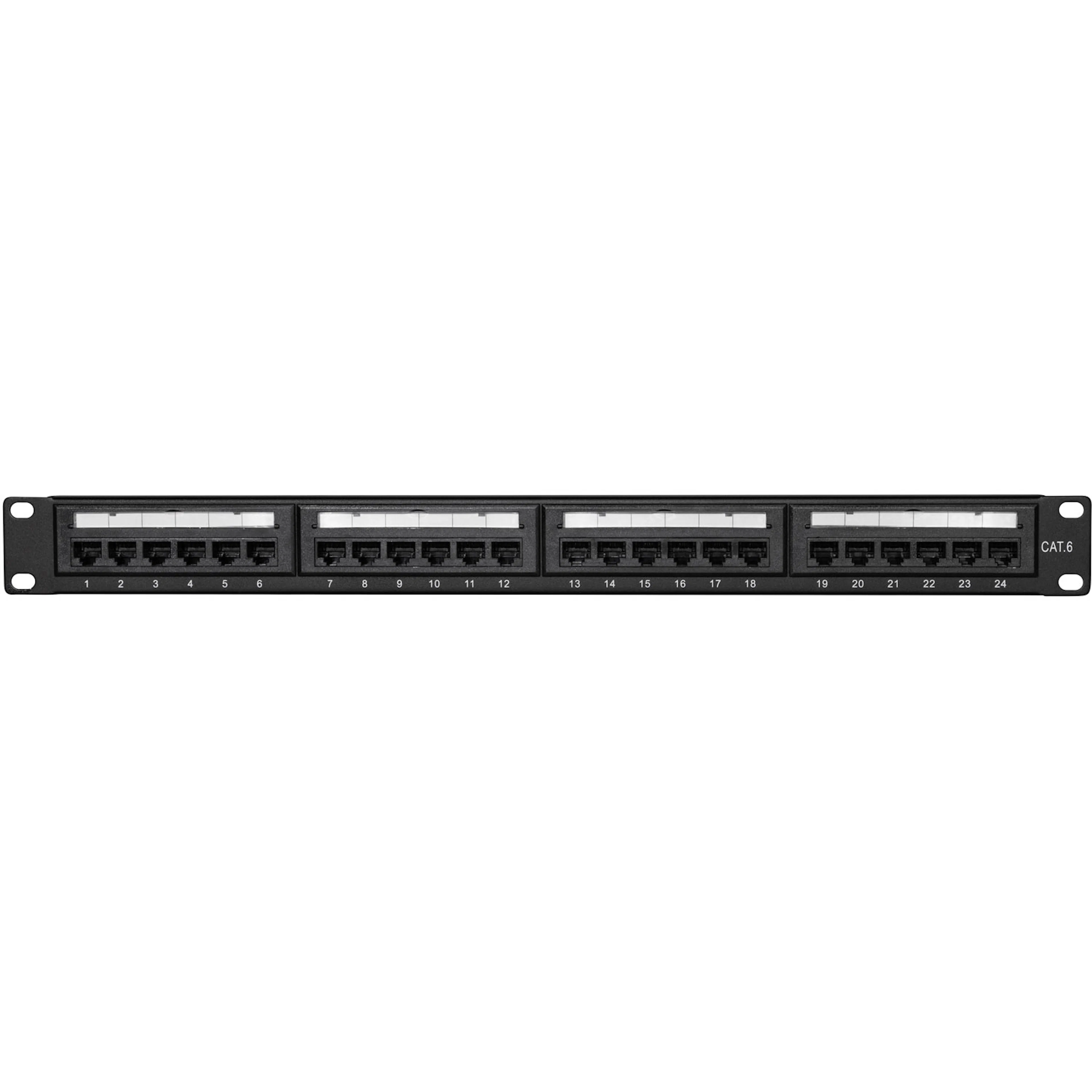 Patchpanel 24-portar Cat6 för 19" rack U1 Svart Antal Portar: 24