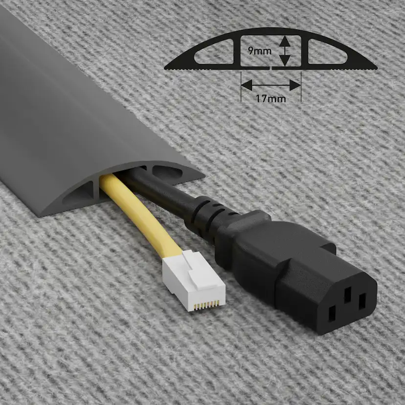 Kabelkanal D-LINE Golvöverdrag Light Duty Flexibel PVC Grå 1.8m