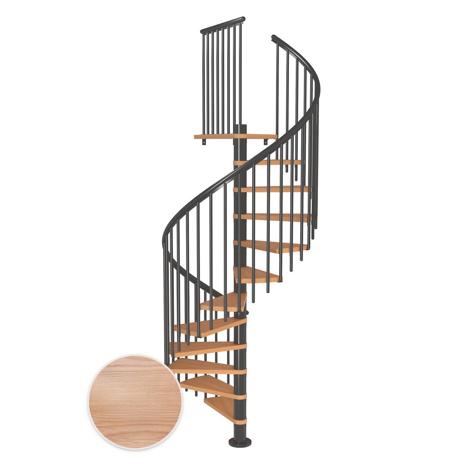 MONTREAL ek multiplex antracit CLASSIC4 12T Ø140 Antracit, D: 1400 mm, Golv till golv höjd: 2665-3055 mm, 12+1 steg