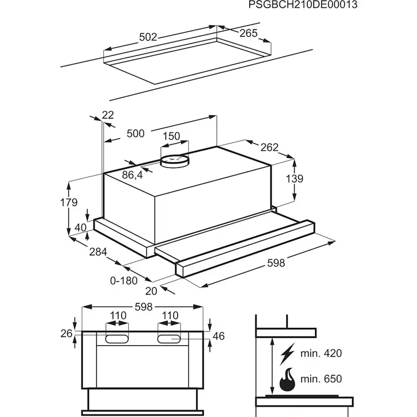 Köksfläkt Electrolux Underbyggd LFP326W
