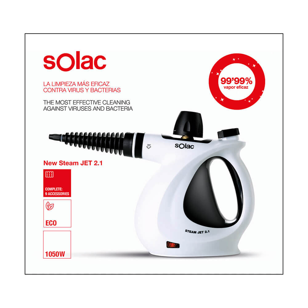 Ångtvätt Solac Steam Jet 2.1 Professionell Rengöring 9 Tillbehör 3 Bar 1050W