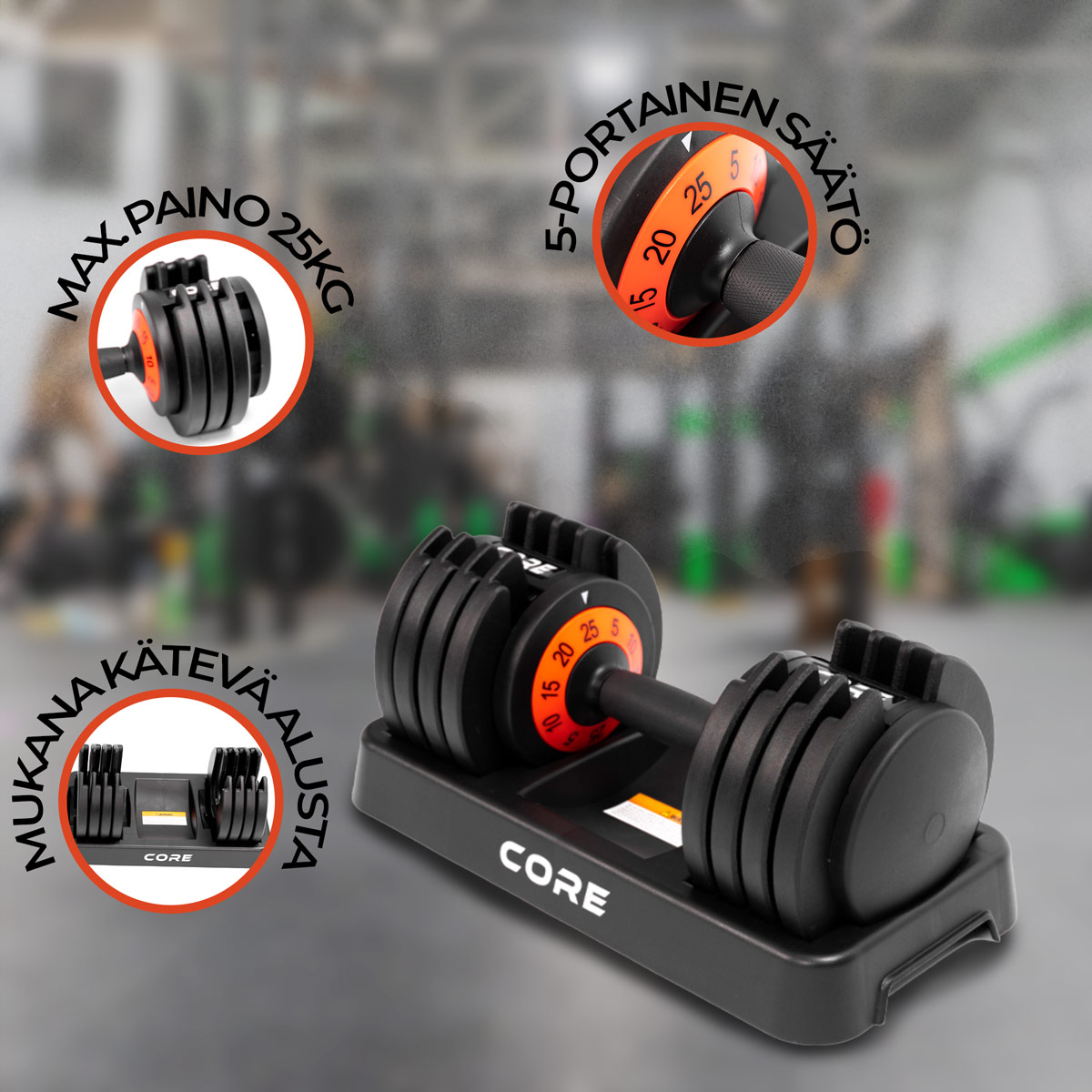 2 x hantlar Core 50 kg justerbar