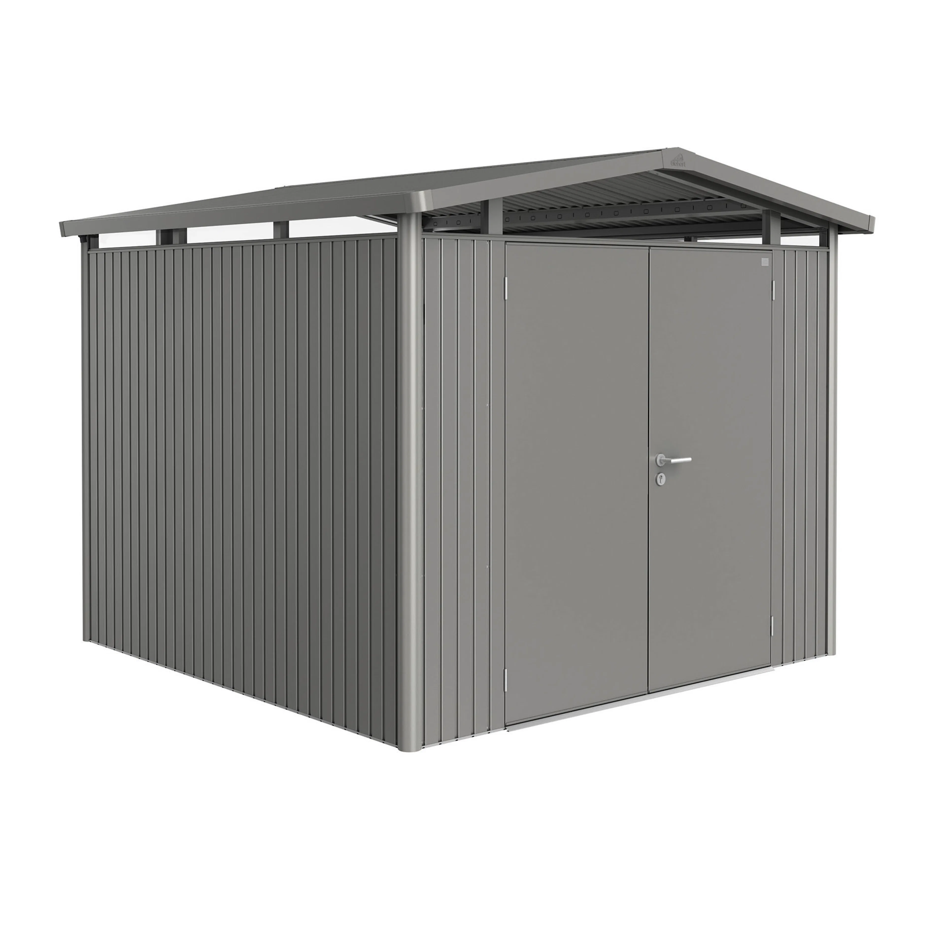 Garden shed Panorama size P4 metallic quartz grey with doubl Metallic Kvartsgrå