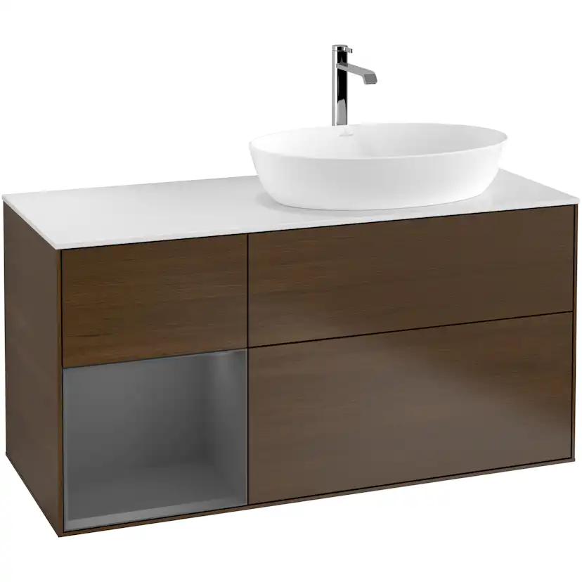 Tvättställsskåp Villeroy & Boch Finion med 3 Lådor Hylla och Bänkskiva för Ocentrerat Tvättställ från Artis & Collaro