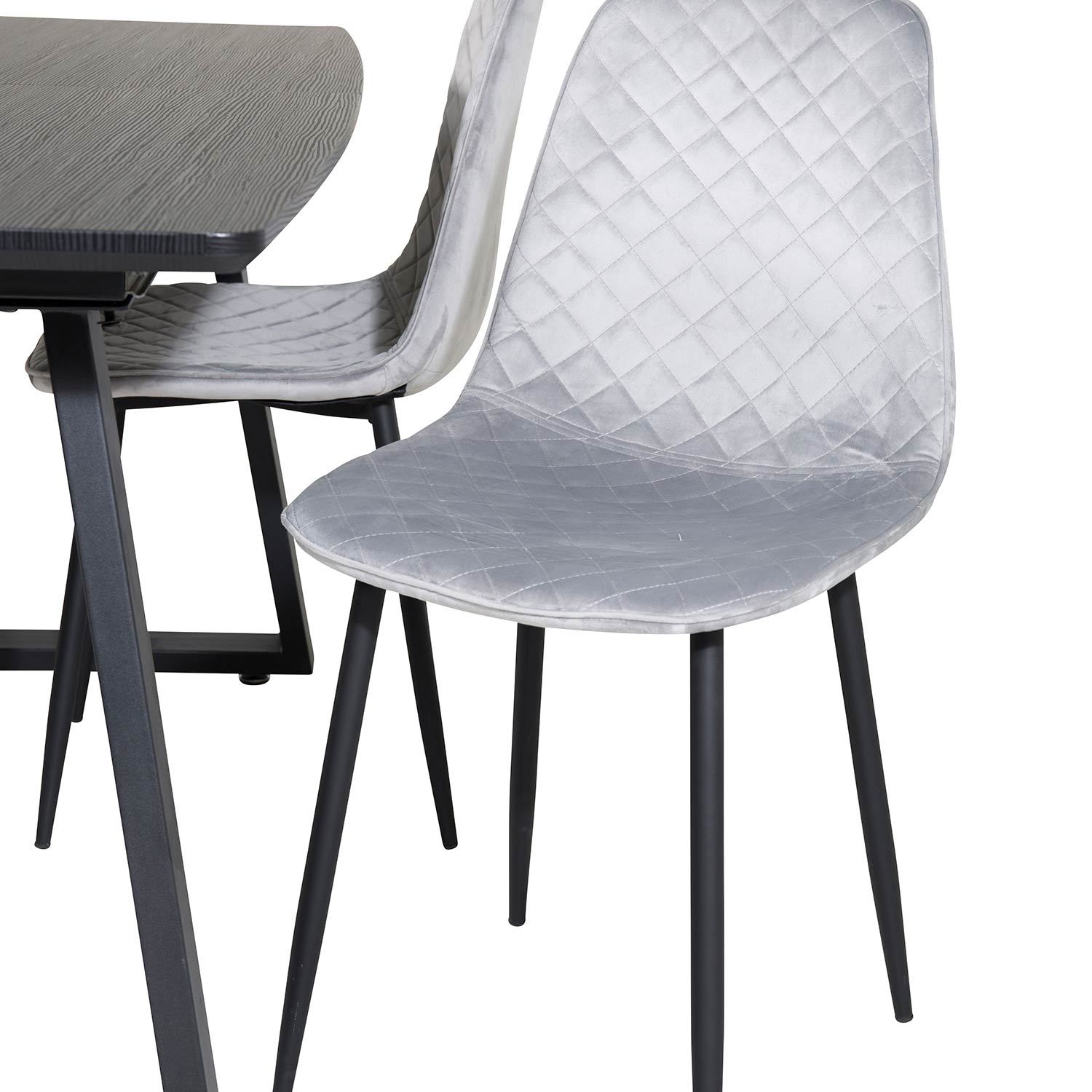 Inca Extentiontable - Black top /+Polar Diamond Chair -_4 Svart/Grå