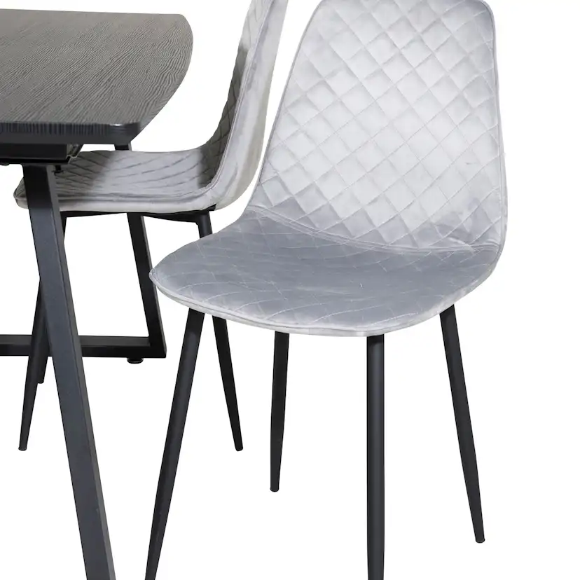 Inca Extentiontable - Black top /+Polar Diamond Chair -_4 Svart/Grå