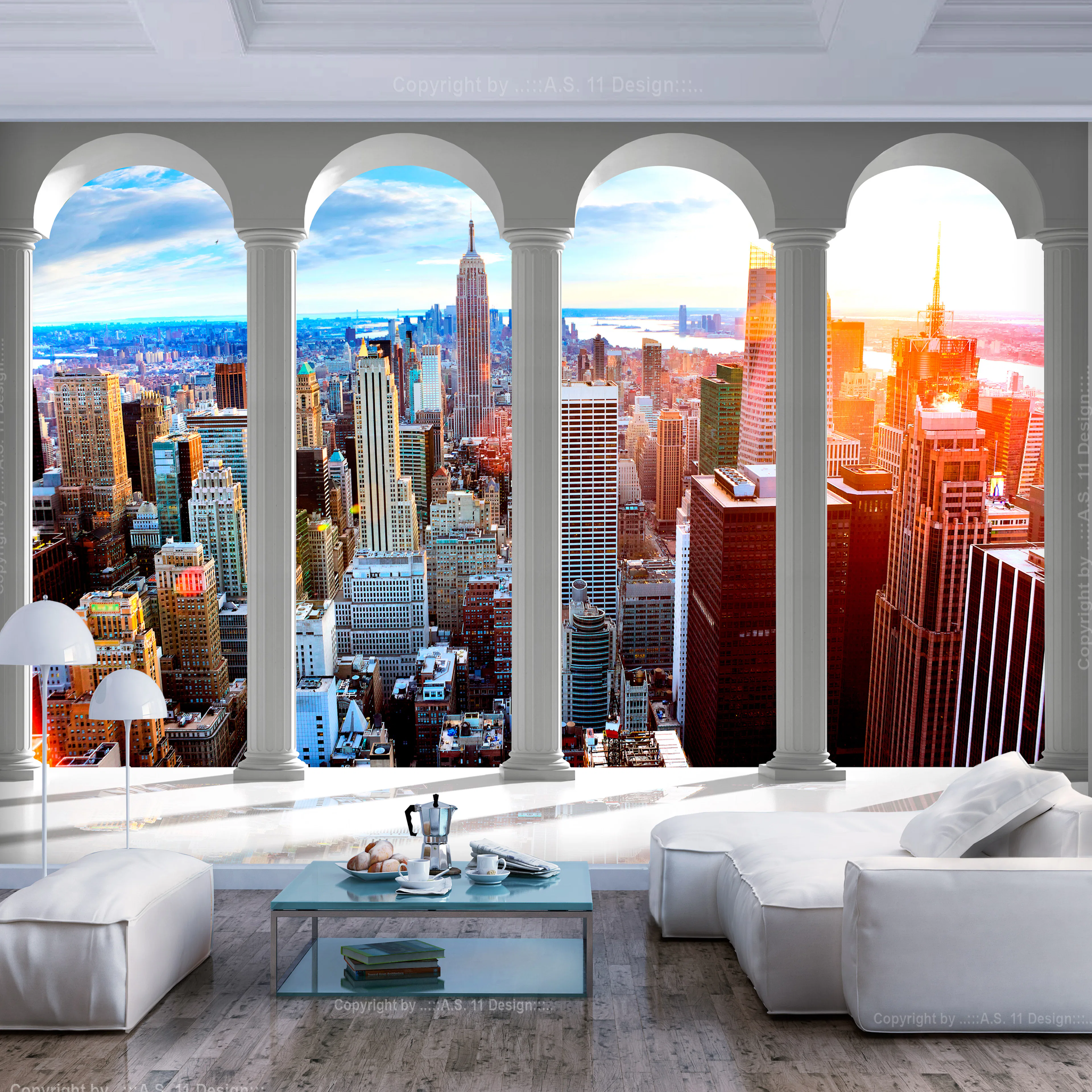 Fototapet Arkiio Självhäftande Pillars And New York