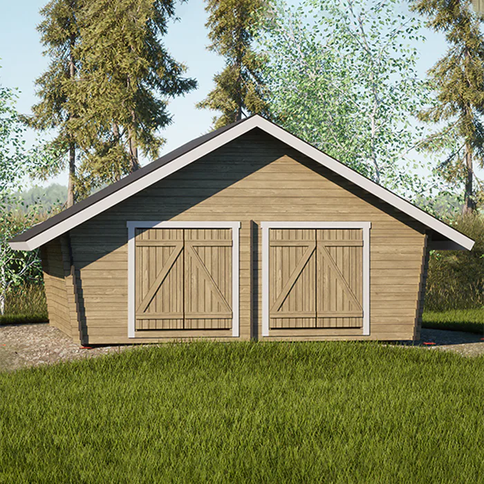 Timmerförråd LP Garden U-XXL (25m²) Lutande Tät Vägg