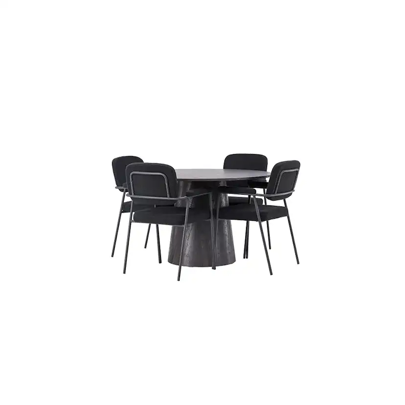 Matgrupp Venture Home Lanzo Ø120 cm med 4 st Yesterday stolar