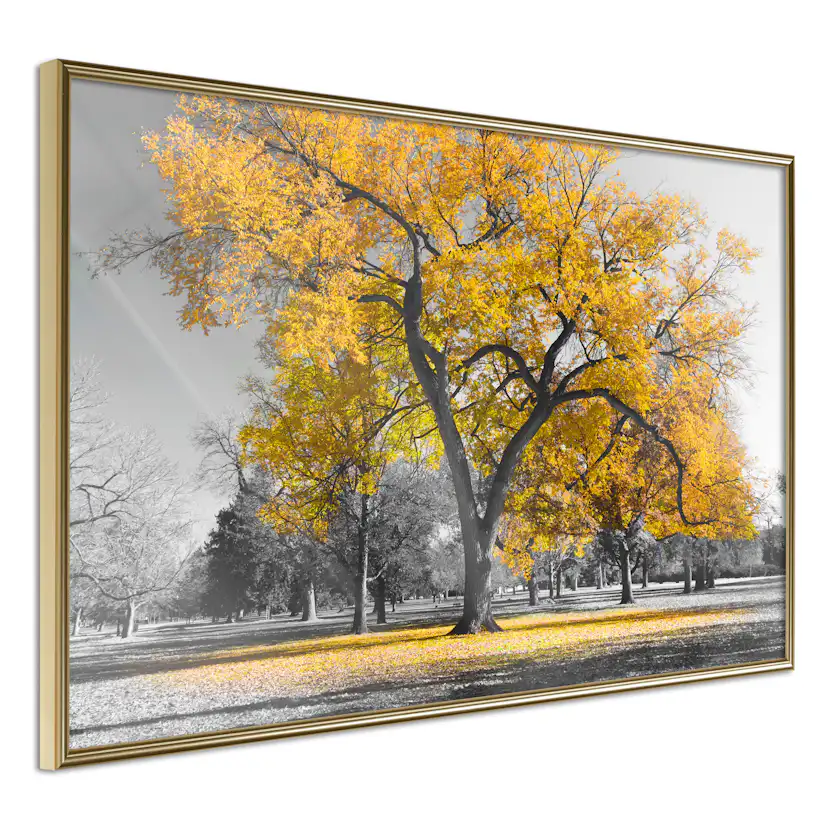 Poster Artgeist Affisch Autumn in the Park Gold
