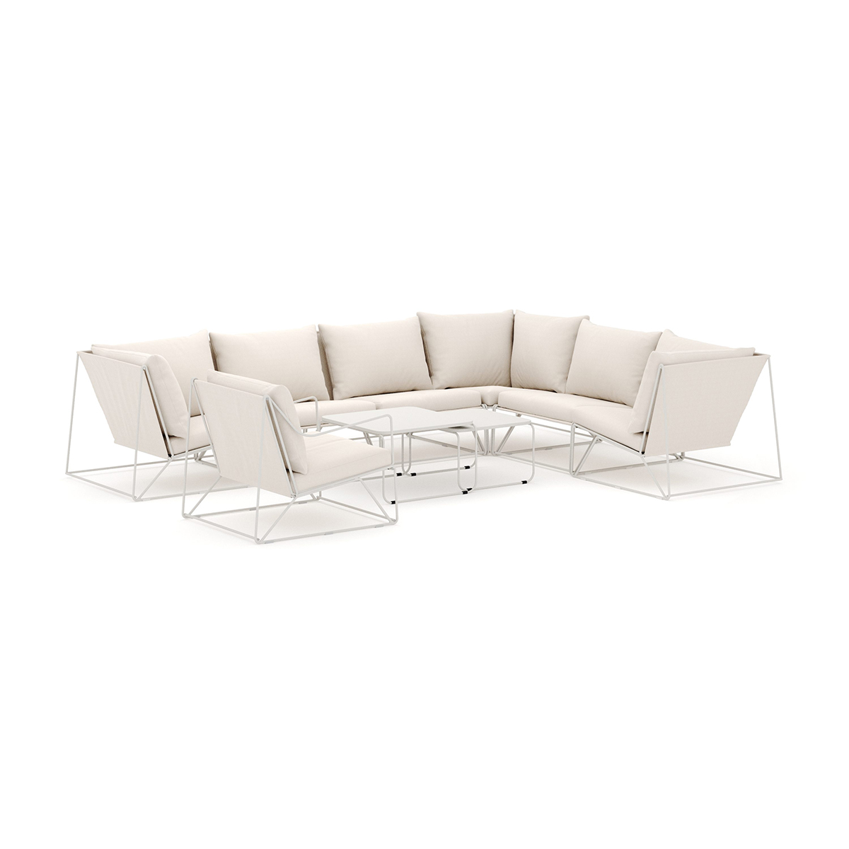 Loungesoffa Comfort Garden Usteryd utomhus L-soffa 7-sits vändbar med fåtölj