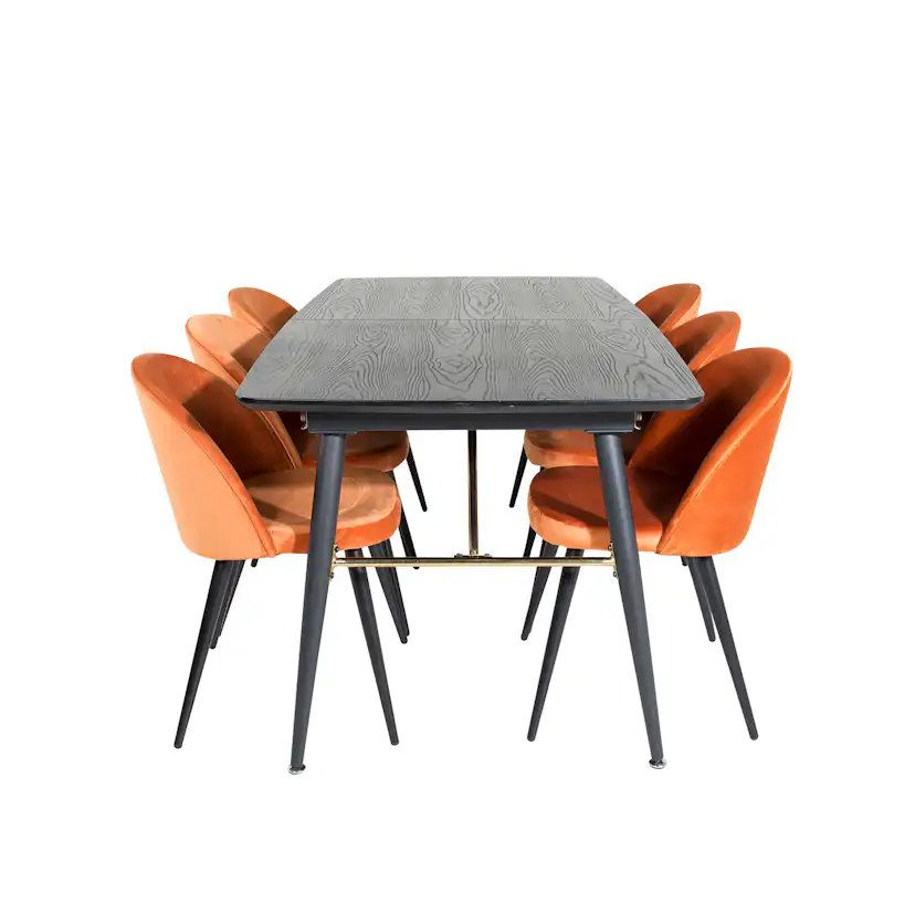 Matgrupp Venture Home Gold med 4 Velvet stolar