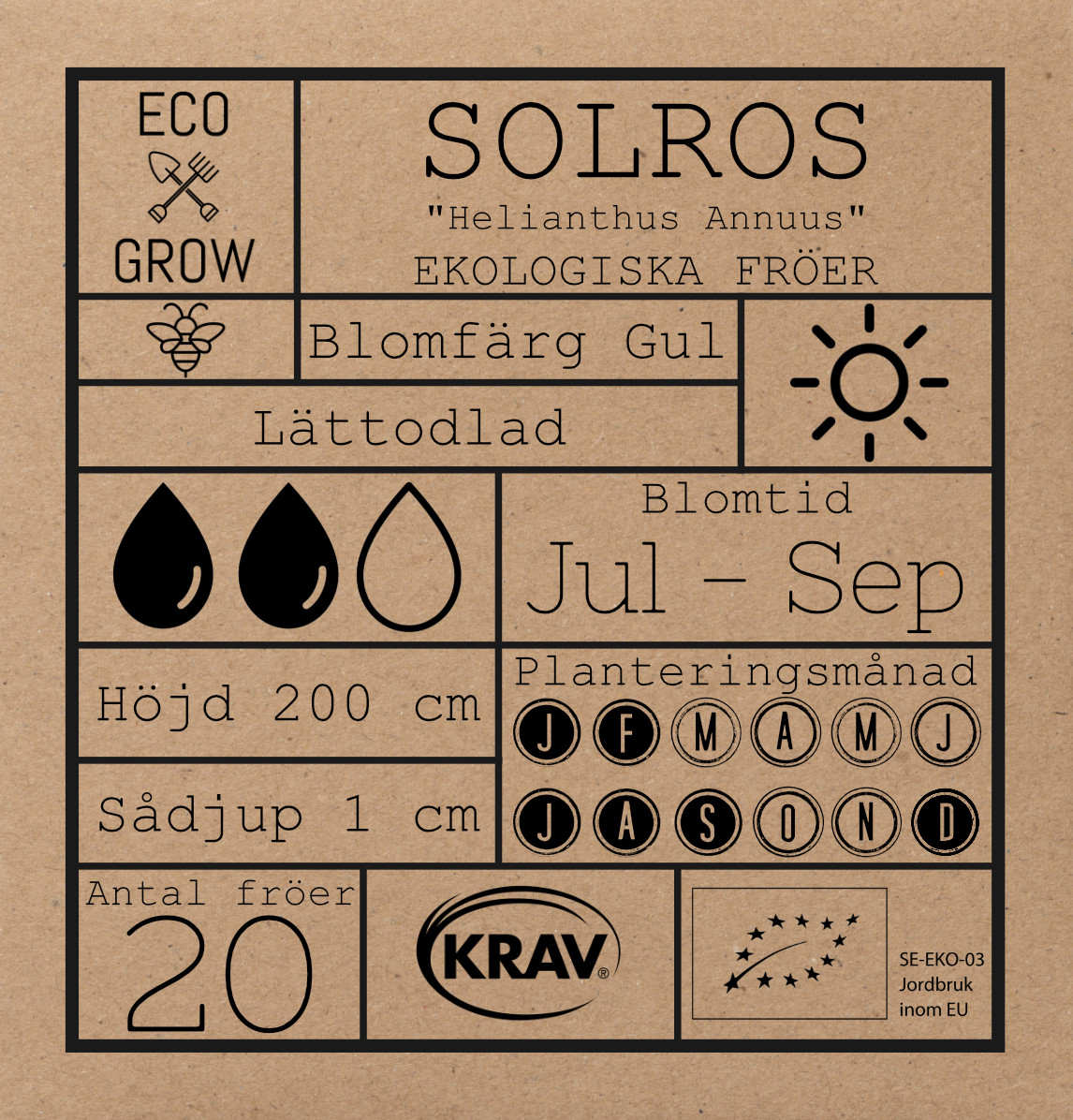 Fröpåse Eco Grow Solros Helianthus Annuus