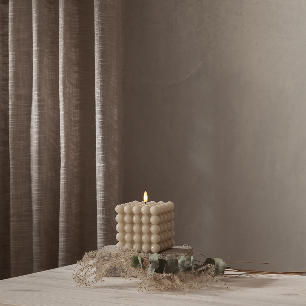 LEDBlockljus Flamme Dot Beige