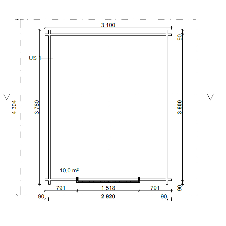Timmerlada LP Garden Kymppi med spaltvägg 10 m²