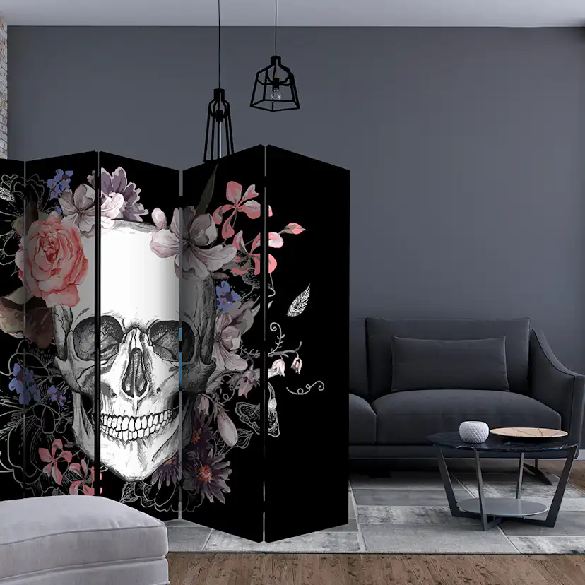 Rumsavdelare Skärmvägg Arkiio Skull And Flowers II 225x172 cm