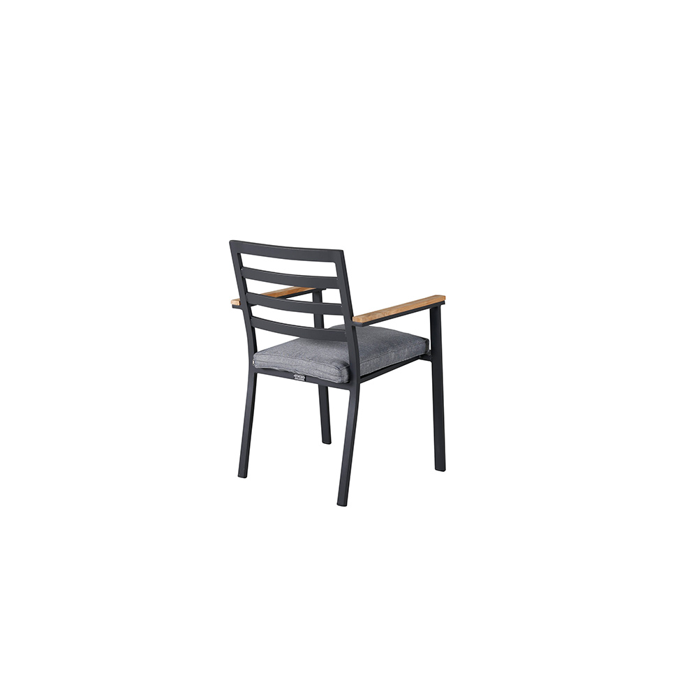 Brasilia Karmstol (stapelbar) - Svart Alu / Teak Svart