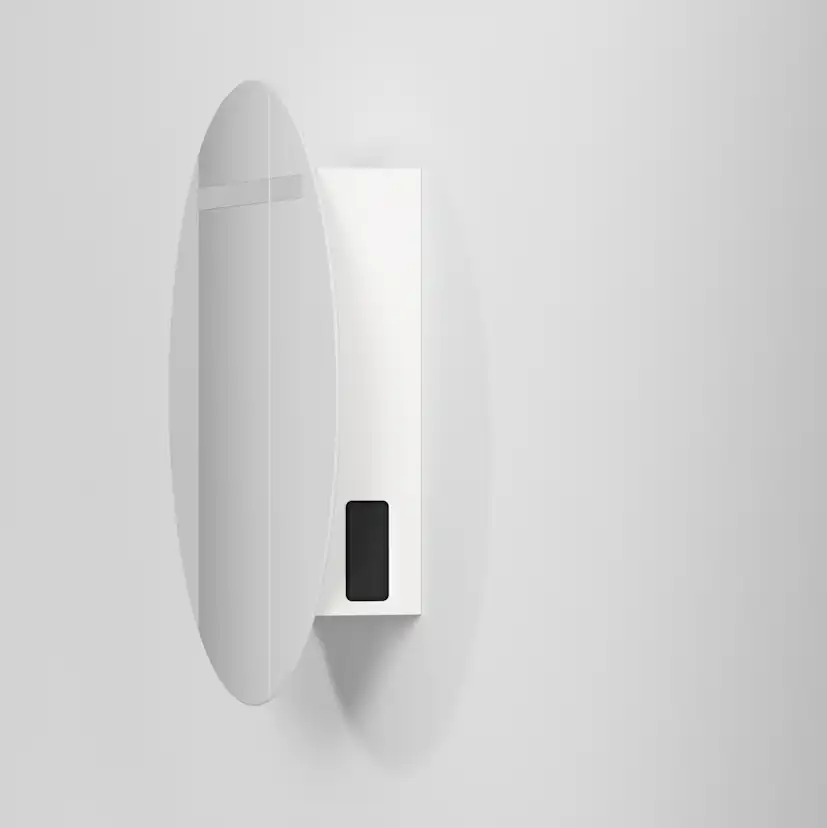Spegelskåp CIRC Ø80,Premium White, 2 Luckor