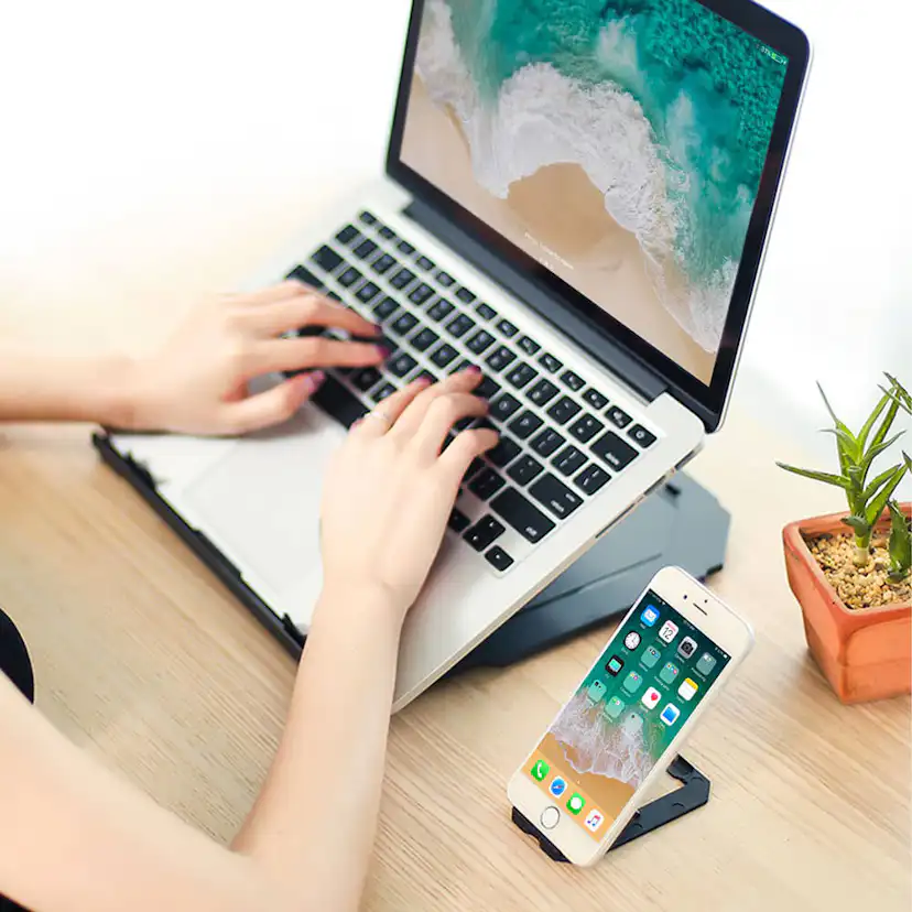 Laptopställ Desire2 2In1 Portabelt Svart 360 Roterbar med Mobilställ