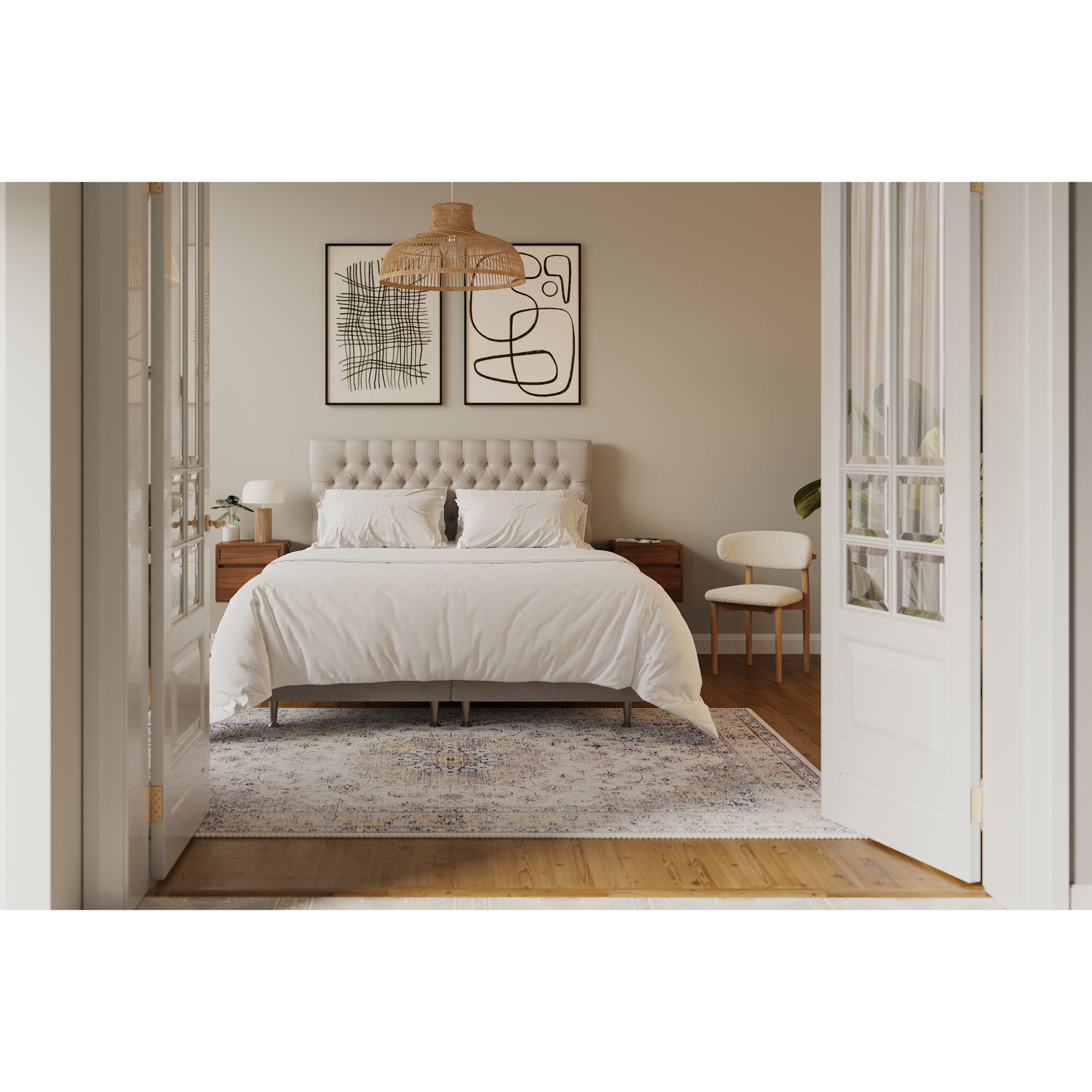 Kontinentalsäng Berg & Strand Hilton Lyx Komplett Sängpaket 160x200 cm med Knappad Sänggavel