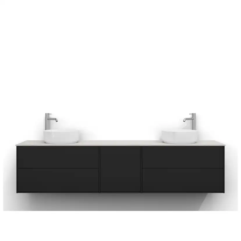 Epos Udel 200Sv.Ask 2+1+2L Psh Svart Ask, Front: Plan med Push-Open