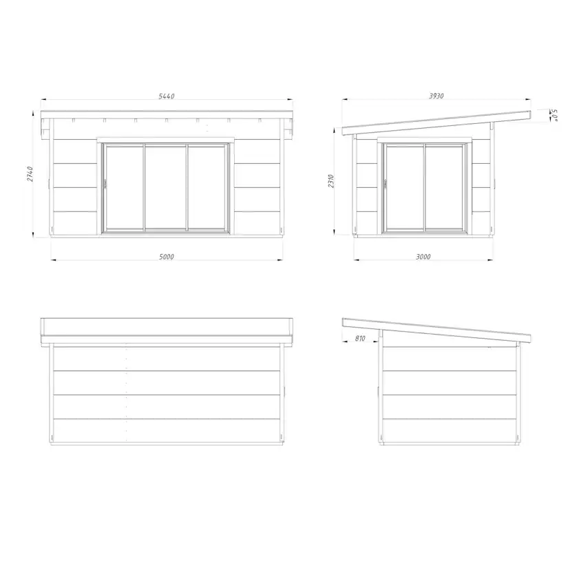 Trädgårdshus Palmako Grace 15,0 m2 (inv. 14,1 m2) med skjutpartier SlidePlus