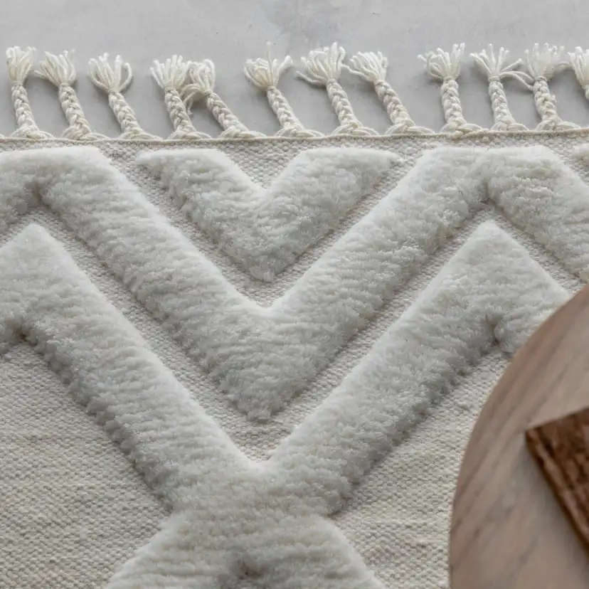 Dahlia Wool - 300*400- -Rectangular-White Vit, Mått: 300x400 cm