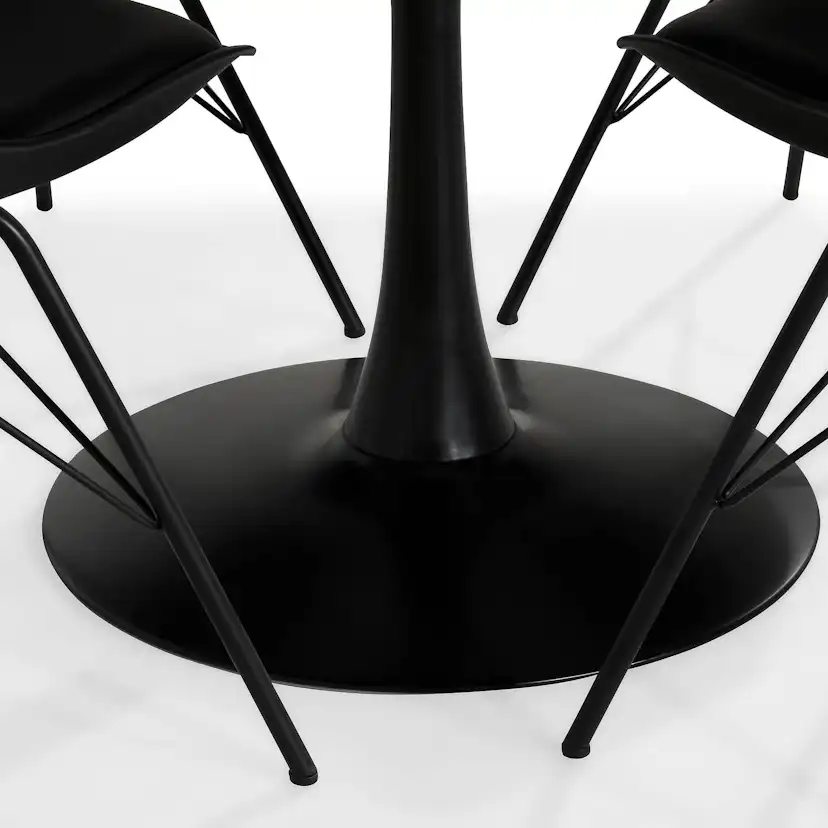 Matgrupp Basic Home Caitly Runt Matbord 100 Svart Bas cm med 4 Shell Matstol
