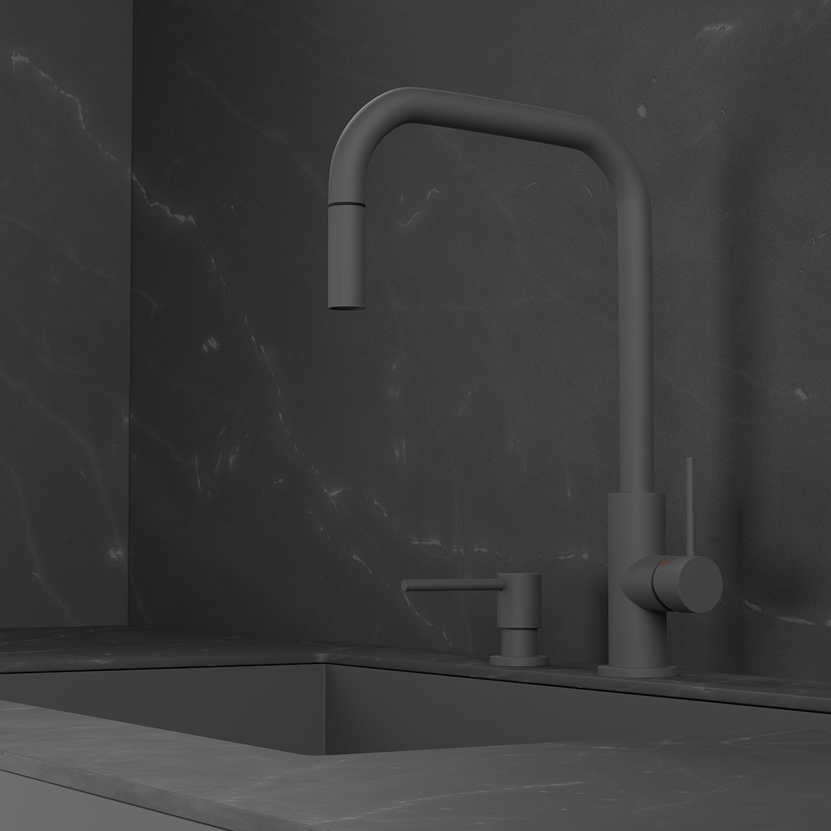Köksblandare Scandtap Steel Accent Square med Utdragbar Pip