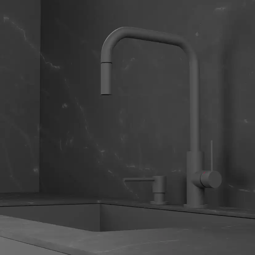 Köksblandare Scandtap Steel Accent Square med Utdragbar Pip