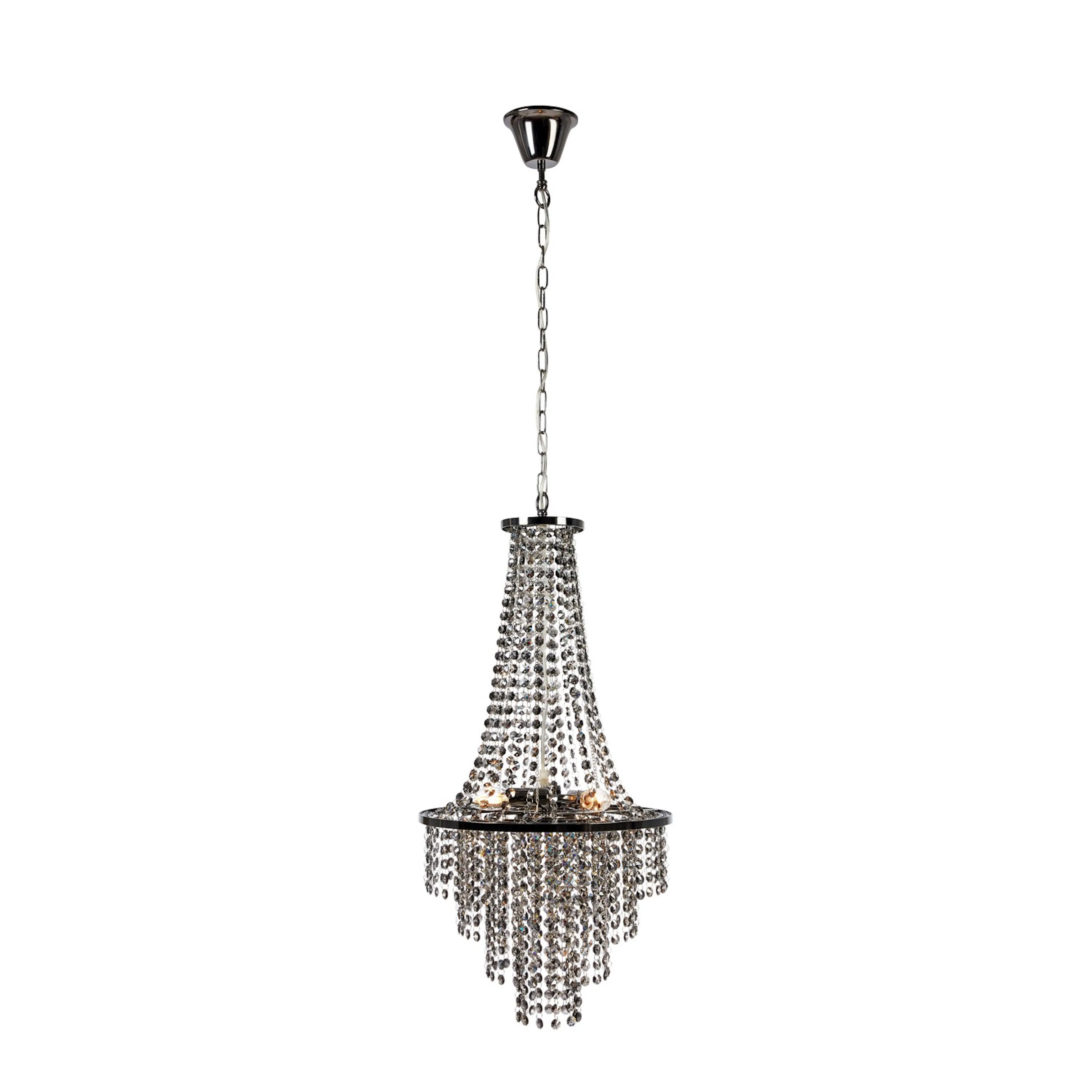 ALLINGTON Chandelier 3L Black Chrome/Smoke Svart/Krom