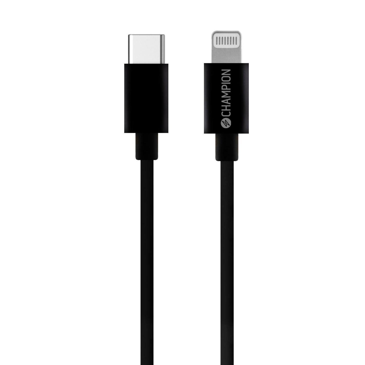 USB-C Champion till Lightning Kabel 2m Svart