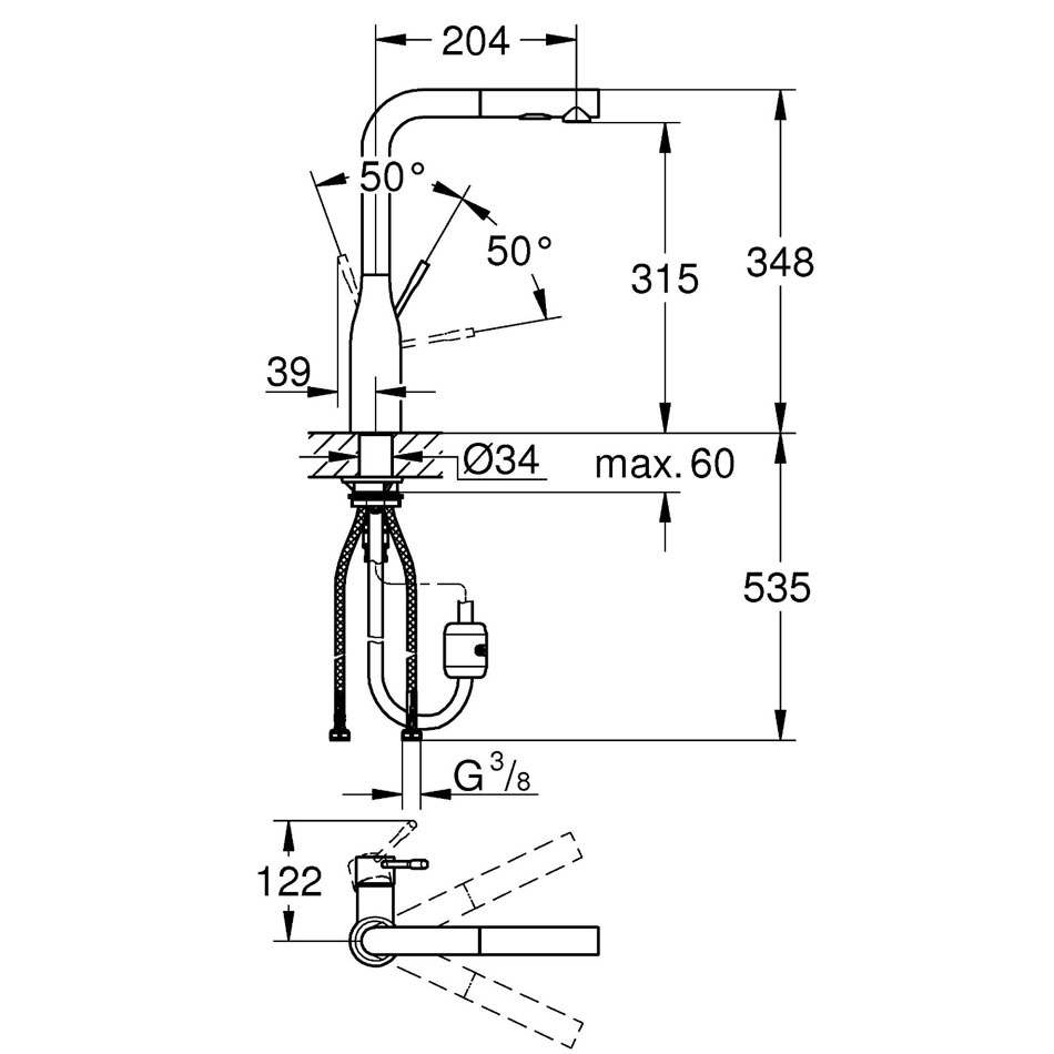 Köksblandare Grohe Essence 30270 med Utdragbar Pip Rostfri Rostfri