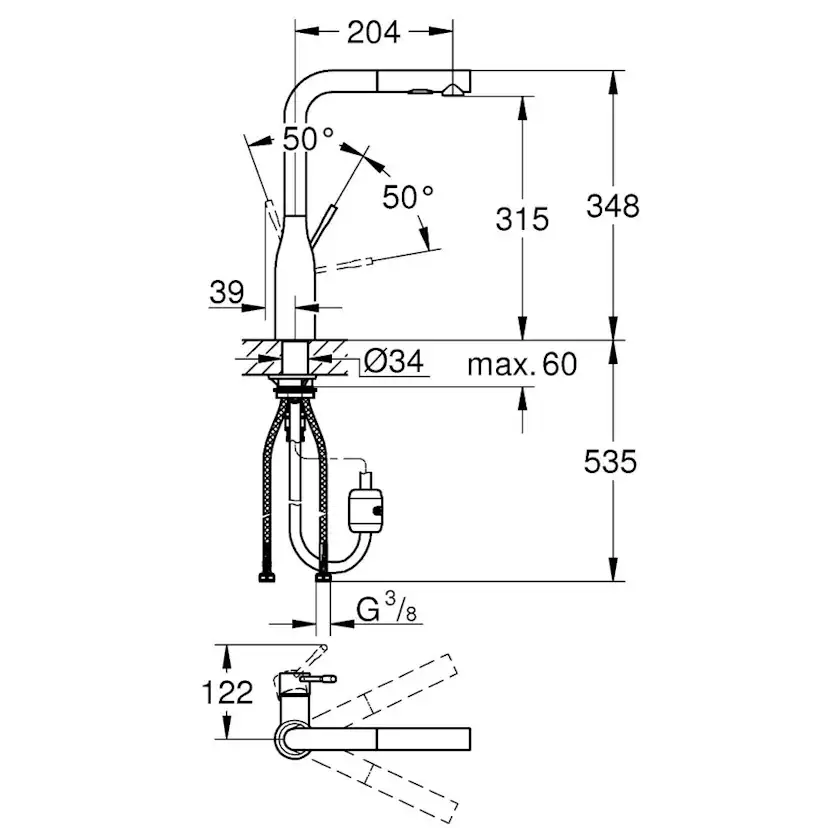 Köksblandare Grohe Essence 30270 med Utdragbar Pip Rostfri Rostfri