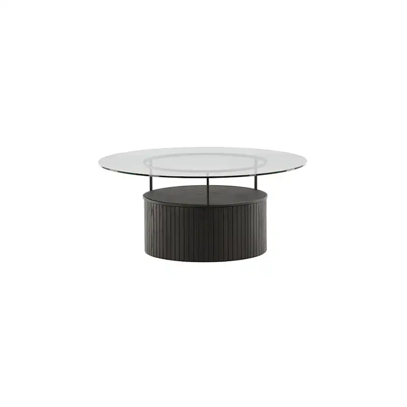 Soffbord Venture Home Bovall Runt Vardagsrumsbord i Svart Ask & Glas