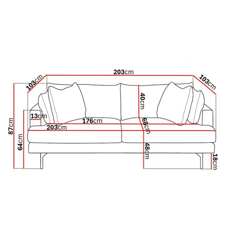 3-sitssoffa Scandi Days Menard Djup 205 cm