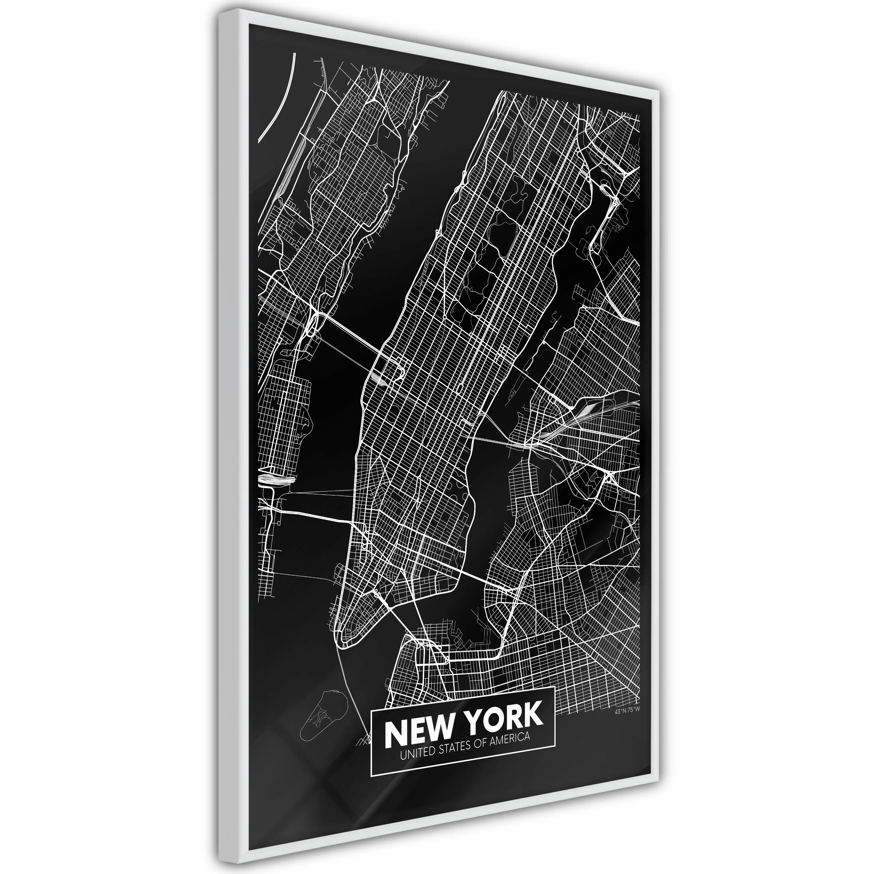 Poster Artgeist Affisch Negative Map New York