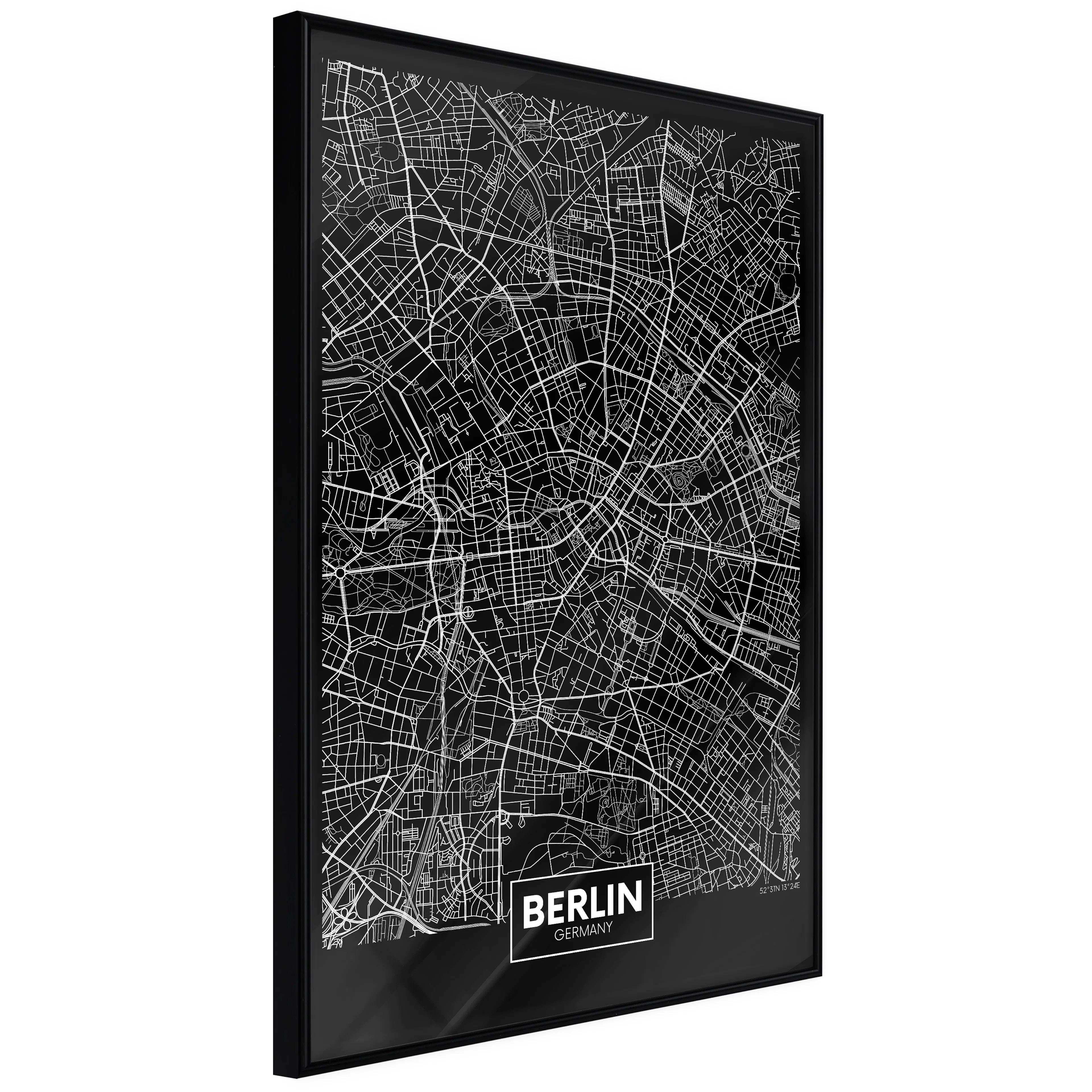 Affisch - Dark Map of Berlin [Poster] 20x30 Svart ram, 20x30 cm