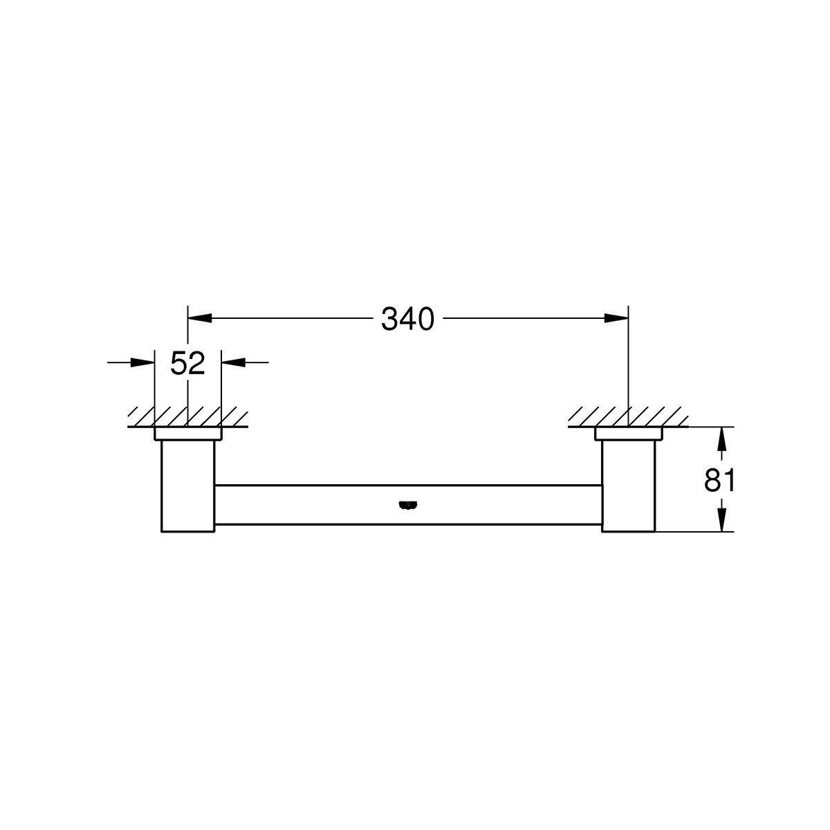 Essentials Cube badkarsgrepp 340mm Krom