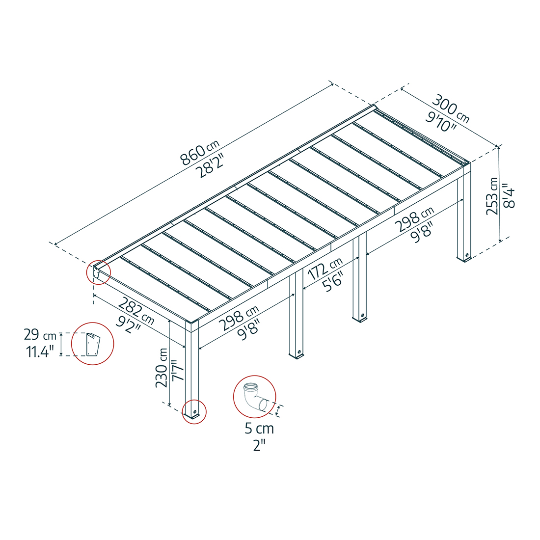 Altantak Canopia by Palram Helsinki Cederträ 3X8,6 m
